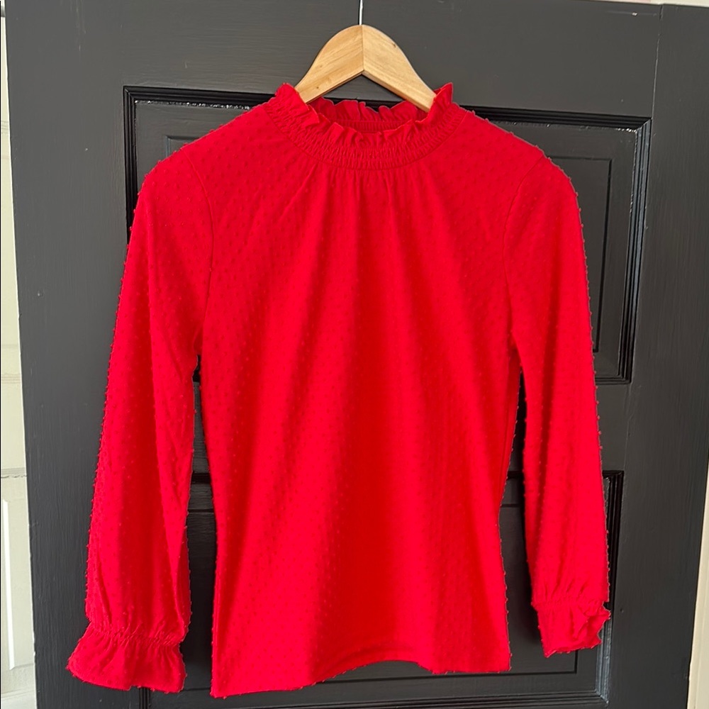 J Crew Red Long Sleeve Top